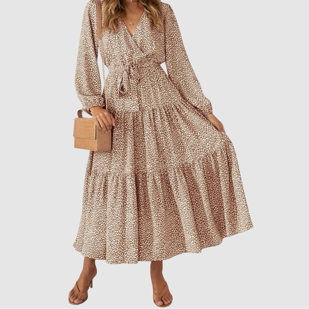 Pretty Garden Long Sleeve Patterned Maxi Dress Size Medium